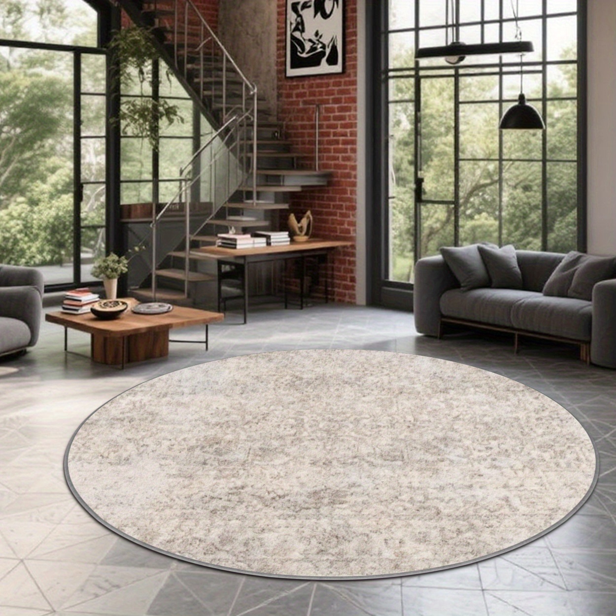 Hall Commercial Printing - Alfombra redonda abstracta con estampado 2D,