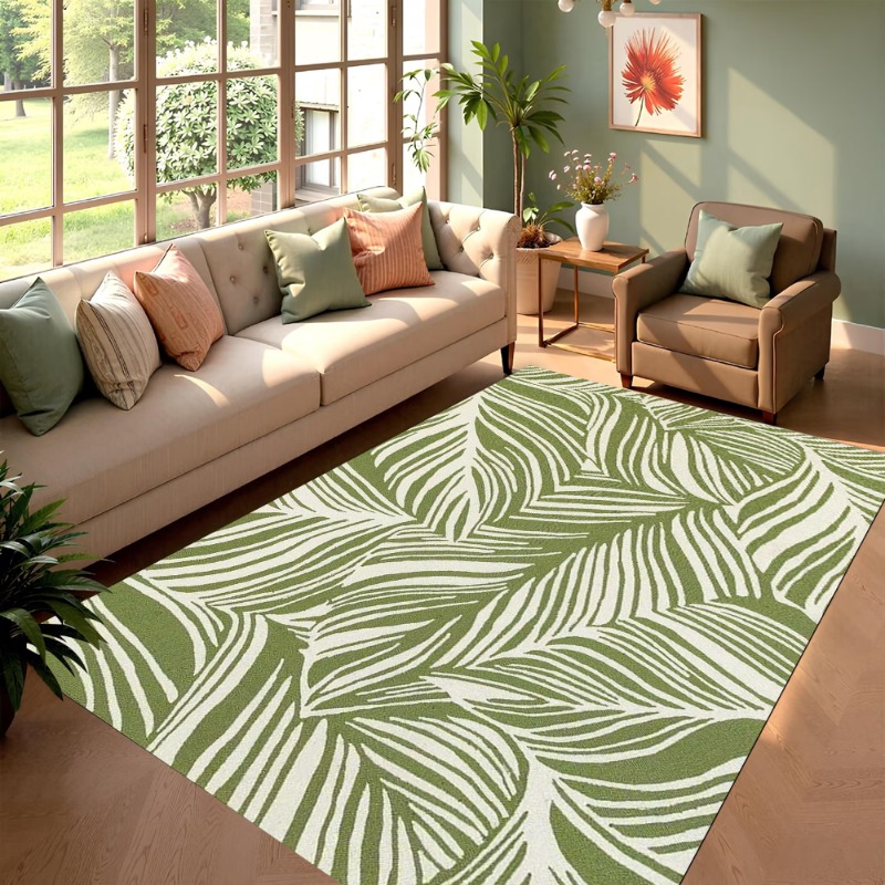 Hall Commercial Printing - Alfombra de hojas verdes, alfombra decorativa